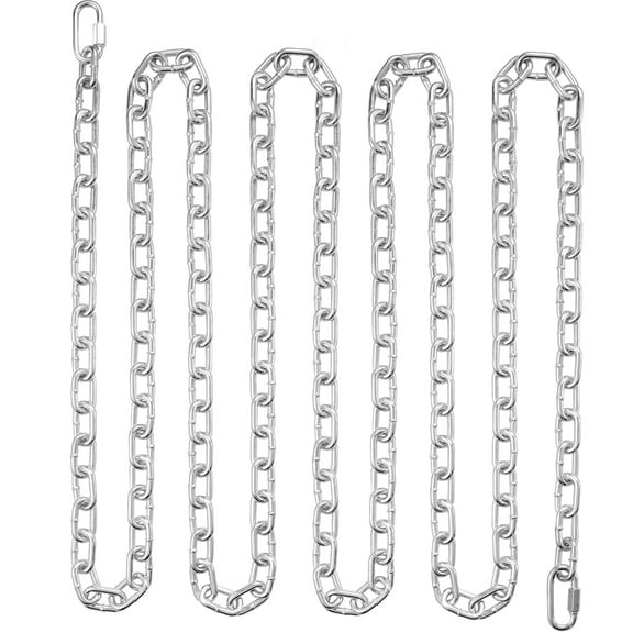 SKYSHALO Zinc-Coated Coil Chain, 5/16" x 92', 1667 lbs Load Capacity, Includes Two Quick Links, Durable Galvanized Carbon Steel for Secure Towing, Suspension, Outdoor Use, and Pet Leash