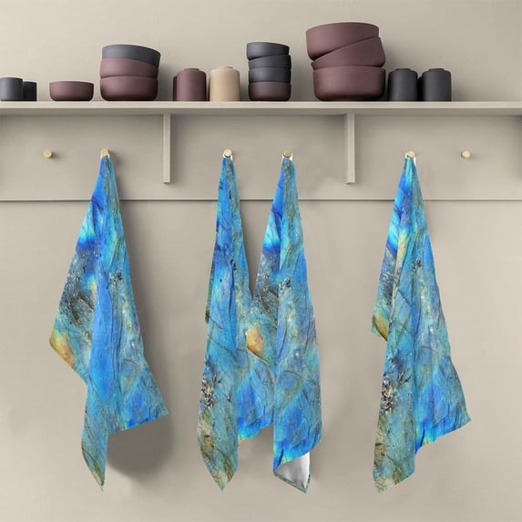 SKYSONIC 1 Pack Blue Context Kitchen Towels Soft Absorbent Dish Towels Reusable Tea Towels Set 28 x 18 Inch
