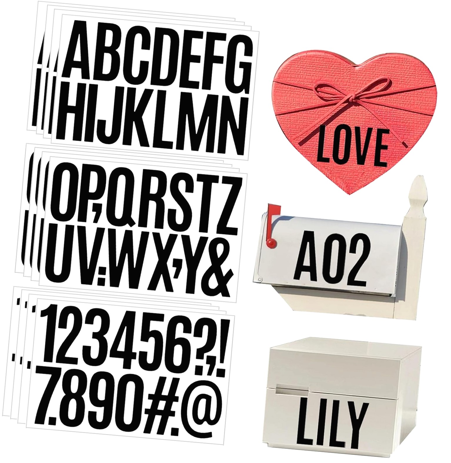192 Letters SKYSONIC 12 3'' Vinyl Letter Stickers 192 Pcs Mailbox letters and ...