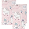 thumbnail image 1 of SKYSONIC 16"x28" Face Hand Towel Set, Cute Fashion Lama Animals Various Pose Cotton Washcloths, Quick-Dry Highly Absorbent Bath Towels 2 PCS for Bathroom Ktichen Travel SPA Gym, 1 of 7
