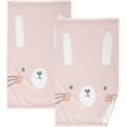 thumbnail image 1 of SKYSONIC 16"x28" Face Hand Towel Set, Cute Simple Animal Portraits Hare Cotton Washcloths, Quick-Dry Highly Absorbent Bath Towels 2 PCS for Bathroom Ktichen Travel SPA Gym, 1 of 7