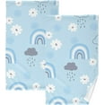 thumbnail image 1 of SKYSONIC 16"x28" Face Hand Towel Set, Rainbows Clounds Cotton Washcloths, Quick-Dry Highly Absorbent Bath Towels 2 PCS for Bathroom Ktichen Travel SPA Gym, 1 of 7