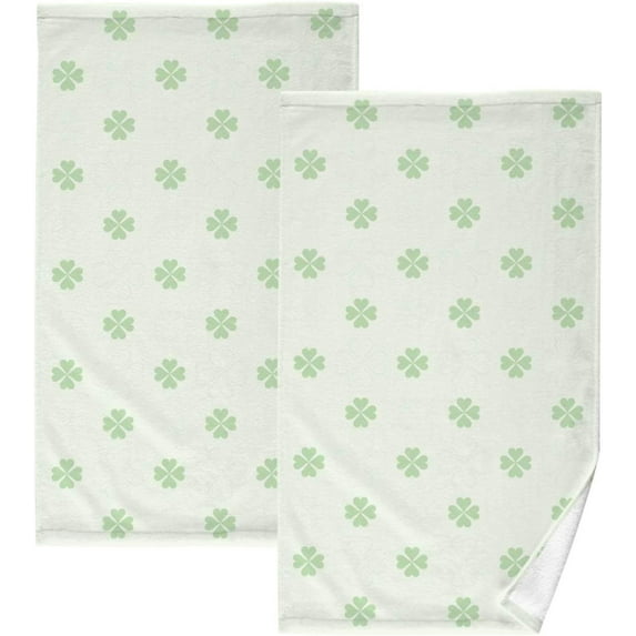 SKYSONIC 16"x28" Face Hand Towel Set, St Patrick's Day Cotton Washcloths, Quick-Dry Highly Absorbent Bath Towels 2 PCS for Bathroom Ktichen Travel SPA Gym