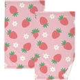 thumbnail image 1 of SKYSONIC 16"x28" Face Hand Towel Set, Strawberry Pattern Red Flower Love Cotton Washcloths, Quick-Dry Highly Absorbent Bath Towels 2 PCS for Bathroom Ktichen Travel SPA Gym, 1 of 7