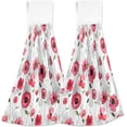thumbnail image 1 of SKYSONIC 2 PCS 2 PCS Microfiber Hand Towels, Red Poppy with Green Leaves Soft Absorbent Kitchen Hand Towels with Loop, Quick Dry Microfiber Cleaning Cloths Bath Hand Towels, 12"x17", 1 of 6