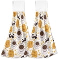 thumbnail image 1 of SKYSONIC 2 PCS Absorbent Hand Towels, Cup of Coffee Pattern Bathroom Hand Towels with Hanging Loop, Hanging Kitchen Hand Towels, Quick Dry Microfiber Hand Towels Hand Bath Towel, 12"x17", 1 of 6