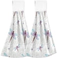 thumbnail image 1 of SKYSONIC 2 PCS Absorbent Hand Towels, Pink and Blue Dragonfly Bathroom Hand Towels with Hanging Loop,Hanging Kitchen Hand Towels, Spring Quick Dry Microfiber Hand Bath Towels, 12"x17", 1 of 6
