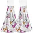 thumbnail image 1 of SKYSONIC 2 PCS Absorbent Hand Towels, Spring Butterfly and Flowers Bathroom Hand Towels with Hanging Loop, Hanging Kitchen Hand Towels, Quick Dry Microfiber Hand Towels Hand Bath Towel, 12"x17", 1 of 6