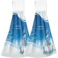 thumbnail image 1 of SKYSONIC 2 PCS Christmas TreeHand Towels with Hanging Loop, Bow Hand Towels Candles Snowflakes Balls Soft Absorbent Hanging Kitchen Towels Bundle Dish Cloth Dry Hand Towels, 1 of 6