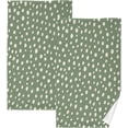 thumbnail image 1 of SKYSONIC 2 PCS Hand Towels, Green Polka Dots 16 x 28 Inch Soft Highly Absorbent Cotton Bathroom Towels for Bathroom Ktichen Travel SPA Gym, 1 of 7