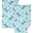 thumbnail image 1 of SKYSONIC 2 PCS Hand Towels, Whale 16 x 28 Inch Soft Highly Absorbent Cotton Bathroom Towels for Bathroom Ktichen Travel SPA Gym, 1 of 7