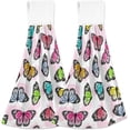 thumbnail image 1 of SKYSONIC 2 PCS Hanging Hand Towels Butterflies Pink Yellow Hand Dry Towels for Kitchen & Bathroom,Hanging Towel Set with Hanging Loop, 12"x17", 1 of 6