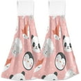 thumbnail image 1 of SKYSONIC 2 PCS Hanging Hand Towels,Panda Bear Fox Sheep Penguin Hand Dry Towels for Kitchen & Bathroom,Hanging Towel Set with Hanging Loop, 12"x17", 1 of 6