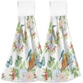 thumbnail image 1 of SKYSONIC 2 PCS Hanging Hand Towels Rose Flower Spring Birds Butterfly Hand Dry Towels for Kitchen & Bathroom,Hanging Towel Set with Hanging Loop, 12"x17", 1 of 6