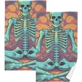 thumbnail image 1 of SKYSONIC 2 PCS Meditation Skull Bath Towels Set 16"x28", Cotton Face Towel Water Absorbent Lightweight Quickdry Hand Towels for Bathroom Ktichen Travel Gym, 1 of 7