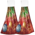 thumbnail image 1 of SKYSONIC 2 PCS Pine Branches Shiny Balls Red Hand Towels with Hanging Loop for Bathroom and Kitchen, Hanging Band Towel - Kitchen Dish Cloth and Bathroom Hand Towels Set , 12"x17", 1 of 6
