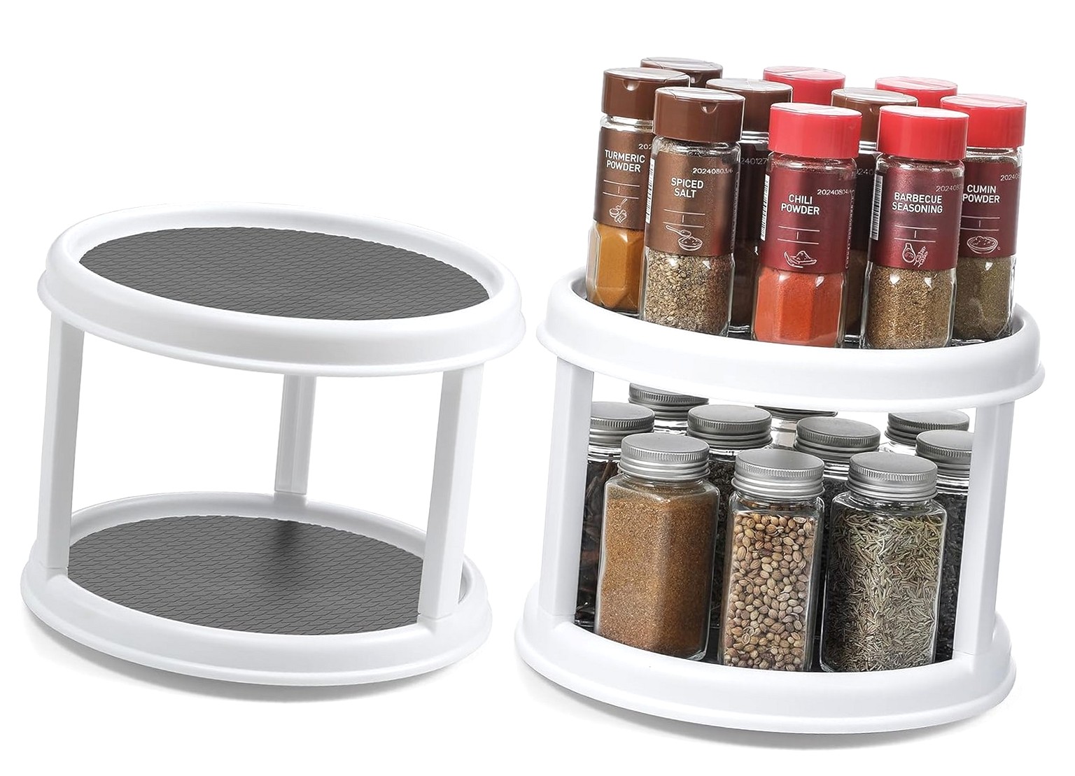 SKYSONIC 2 Pack, 2 Tier 10" Turntable Lazy Spice Organizer Rotating ...