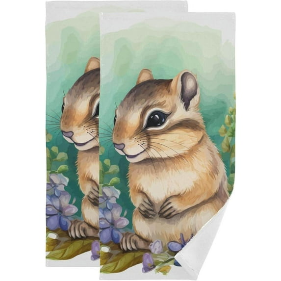 SKYSONIC 2 Pack Cute Autumn Animal Dish Towels Kitchen Towel, Cartoon Hand Towels,Ultra Soft and Absorbent,Decorative Fingertip Face Towel for Bathroom Hotel, 28.3"x14.4"