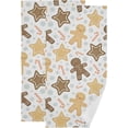 thumbnail image 1 of SKYSONIC 2 Pack Gingerbread Men Stars Christmas Hand Towels, Candy Canes Snowflake Kitchen Towel Ultra Soft and Absorbent,Decorative Fingertip Face Towel for Bathroom Hotel, 28.3"x 14.4", 1 of 1