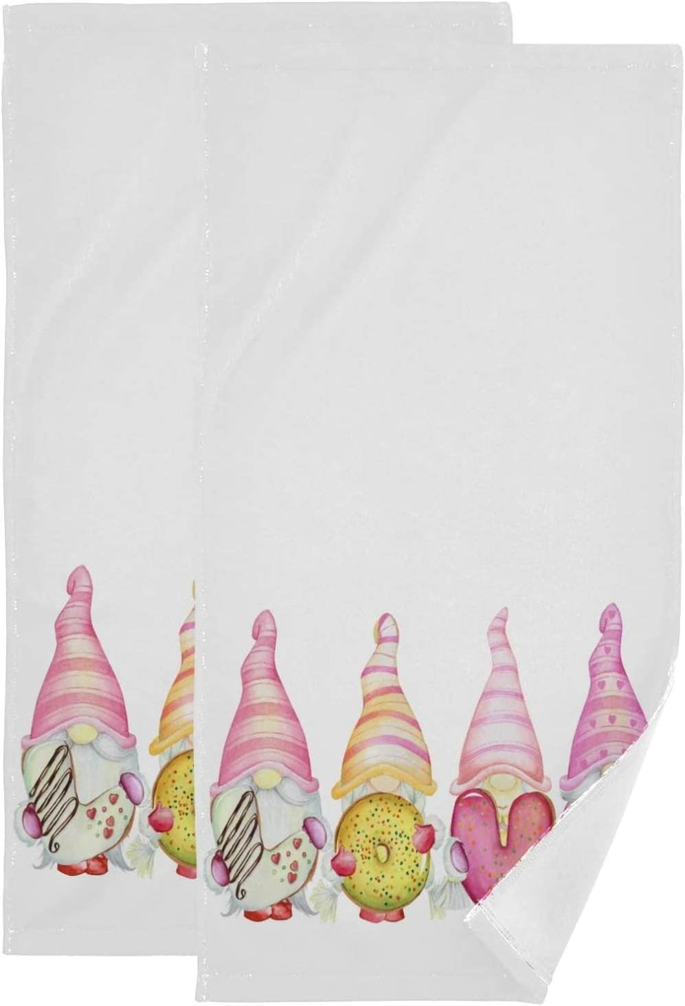 SKYSONIC 2 Pack Gnomes Valentines Wedding Bath Hand Towels, Ultra Soft