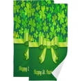 thumbnail image 1 of SKYSONIC 2 Pack Green St Ribbon Hand Towels, Ultra Soft and Absorbent, Saint Patrick's Day Decorative Fingertip Towel for Home, Bathroom, Kitchen, 28.3"x14.4", 1 of 5