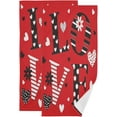 thumbnail image 1 of SKYSONIC 2 Pack Happy Valentine Love Hand Towels, Red Hearts Kitchen Towel Ultra Soft and Absorbent,Decorative Fingertip Face Towel for Bathroom Hotel, 28.3"x 14.4", 1 of 6