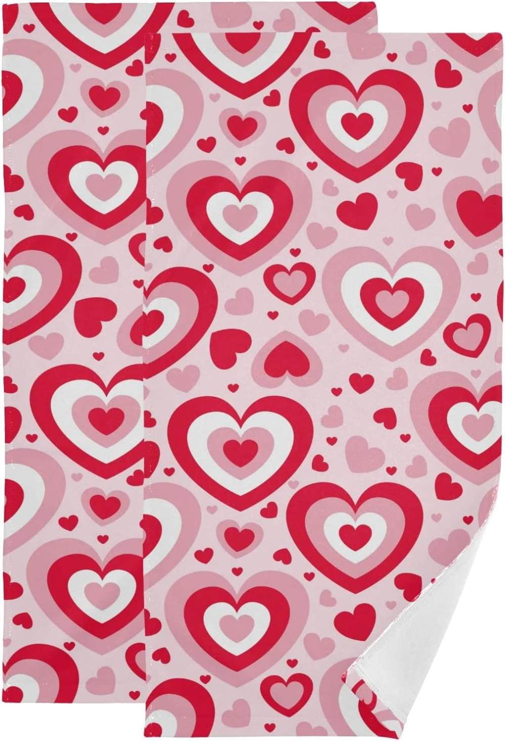 SKYSONIC 2 Pack St Valentine s Day Bath Hand Towels Ultra Soft And skysonic-2-pack-st-valentine-s-day-bath-hand-towels-ultra-soft-and