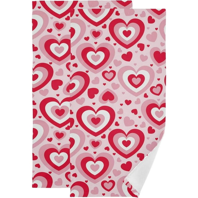 SKYSONIC 2 Pack St Valentine’s Day Bath Hand Towels, Ultra Soft and