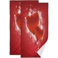 thumbnail image 1 of SKYSONIC 2 Pack Valentine Red 3D Hearts Hand Towels for Bathroom, Kitchen Towel Ultra Soft and Absorbent Decorative Fingertip Face Bath Towels for Spa & Hotel, 28.3"x14.4", 1 of 5
