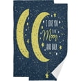thumbnail image 1 of SKYSONIC 2 Pack Valentines Sign Bath Hand Towels, Ultra Soft and Absorbent, Love You to The Moon and Back Decorative Fingertip Face Towel for Home, Bathroom, Kitchen, 28.3"x14.4", 1 of 5