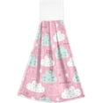thumbnail image 1 of SKYSONIC 2 Pcs Hanging Hand Towels, Soft Absorbent Pink Cloud Polka Dots Towel for Kitchen Bathroom, 12"x17", 1 of 7