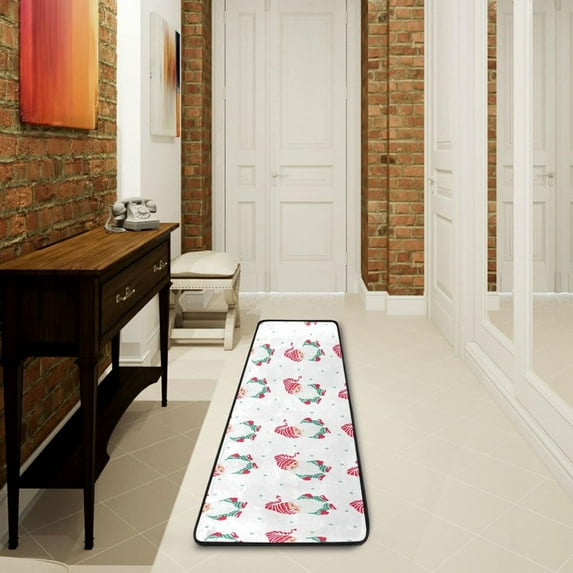 SKYSONIC 2'X6' Christmas Gnomes Santa Runner Rug with Rubber Backing, Polka Dot Non Slip Entryway Rug Runner Washable Soft Area Rug Carpet for Hallway Bedroom Kitchen Decor