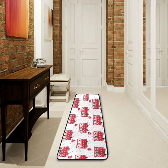 SKYSONIC 2'X6' Valentine's Day Bus Runner Rug with Rubber Backing, Cute Cats Non Slip Entryway Rug Runner Washable Soft Area Rug Carpet for Hallway Bedroom Kitchen Decor