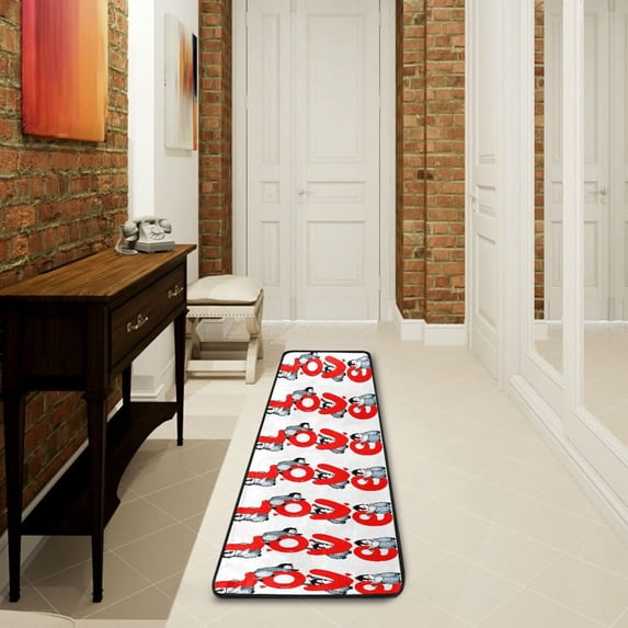 SKYSONIC 2'X6' Valentines Day Love Runner Rug with Rubber Backing, Cute Penguins Non Slip Entryway Rug Runner Washable Soft Area Rug Carpet for Hallway Bedroom Kitchen Decor
