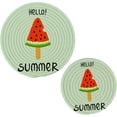 thumbnail image 1 of SKYSONIC 2 pack Cute Hello Summer Watermelon Trivet Mat Sweet Hello Summer Pot Holders Set Hot Pads Potholder Cotton for Kitchen Weave Pot Mat Cooking Baking Decor Home, 1 of 7