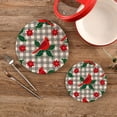 thumbnail image 1 of SKYSONIC 2 pcs Buffalo Plaids Cardinal Bird Pot Holders Trivets, Heat Resistant Trivets,Holly Poinsettia Flower Cotton Thread Weave Mats for Hot Pads Pans Pot Bowl Teapot, 1 of 7