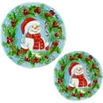thumbnail image 1 of SKYSONIC 2 pcs Christmas Wreath Snowman Pot Holders Trivets, Heat Resistant Trivets,Xmas Funny Bullfinches Cotton Thread Weave Mats for Hot Pads Pans Pot Bowl Teapot, 1 of 7