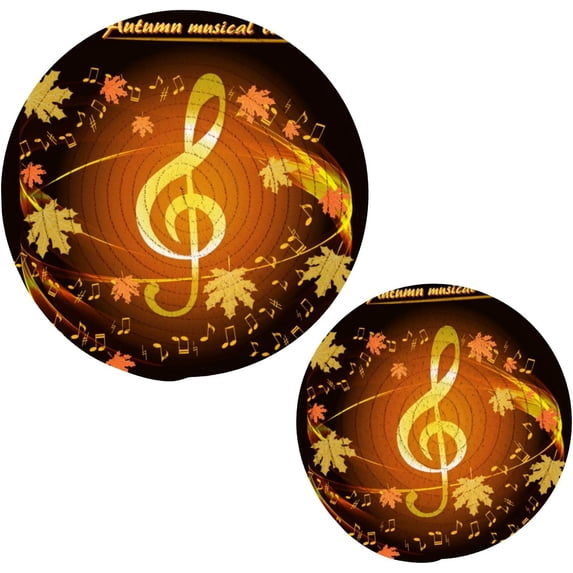 SKYSONIC 2 pcs Fall Autumn Musical Note Pot Holders Trivets, Heat Resistant Trivets,Abstract Maple Leaves Cotton Thread Weave Mats for Hot Pads Pans Pot Bowl Teapot