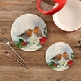 thumbnail image 1 of SKYSONIC 2 pcs Robin Birds Poinsettia Flowers Pot Holders Trivets, Heat Resistant Trivets,Winter Christmas Cotton Thread Weave Mats for Hot Pads Pans Pot Bowl Teapot, 1 of 7