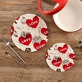 thumbnail image 1 of SKYSONIC 2 pcs Valentine Love Heart Pattern Pot Holders Trivets, Heat Resistant Trivets,Red Bows Cake Floral Cotton Thread Weave Mats for Hot Pads Pans Pot Bowl Teapot, 1 of 7
