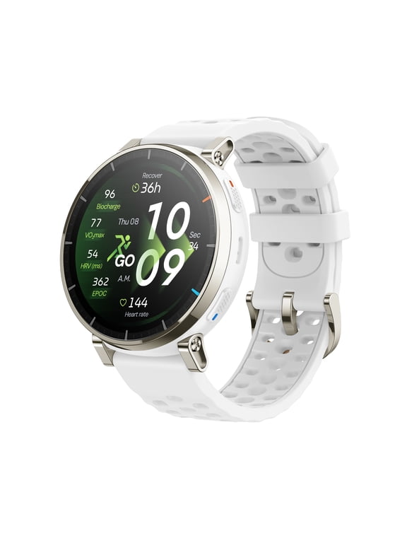 Active 3 Premium GPS Running Smart Watch, 1.32" AMOLED Sapphire Display, 12-Day Battery, Offline Maps, 170+ Workout Modes, Heart Rate & Fitness Tracker for Android & iPhone - Aero White