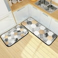 thumbnail image 1 of SKYSONIC 2PCS Geometric Marbling Kitchen Rug and Mat Grey Golden Polygon Floor Runner Rug Anti Fatigue Non Slip Comfort Mat for Doormat Laundry Room Hallway 19.7"x27.6"+19.7"x47.2", 1 of 7
