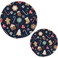 thumbnail image 1 of SKYSONIC 2Pcs Trivet Pot Holder, Christmas Gingerbread Cookies Candy Round Woven Potholders Set Cotton Braided Hot Pads Coasters Table Mats for Cooking and Baking, 1 of 7