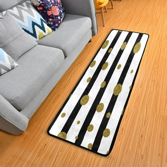 SKYSONIC 2X6 Feet Artistic Spots Stripes Runner Rug with Rubber Backing, Non Slip Entryway Rug Runner Washable Soft Area Rug Carpet for Hallway Bedroom Kitchen Decor