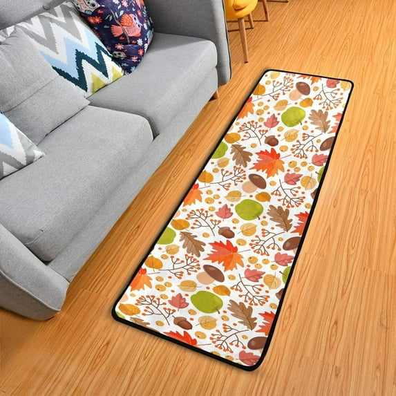 SKYSONIC 2X6 Feet Autumn Leaves Apples Runner Rug with Rubber Backing, Non Slip Entryway Rug Runner Washable Soft Area Rug Carpet for Hallway Bedroom Kitchen Decor