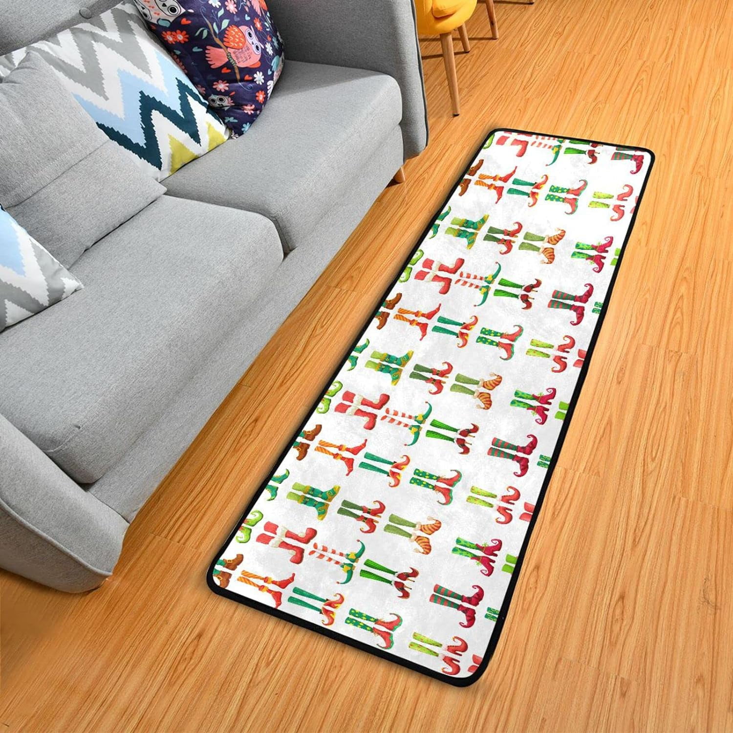 SKYSONIC 2X6 Feet Christmas Elf Feet Runner Rug with Rubber Backing ...