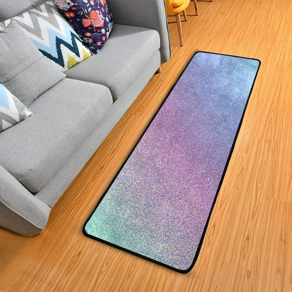 SKYSONIC 2X6 Feet Glittering Rainbow Artistic Runner Rug with Rubber Backing, Sparkling Non Slip Entryway Rug Runner Washable Soft Area Rug Carpet for Hallway Bedroom Kitchen Decor