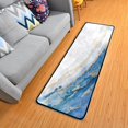 thumbnail image 1 of SKYSONIC 2X6 Feet Marble Ink Abstract Art Runner Rug with Rubber Backing, Blue Golden Texture Non Slip Entryway Rug Runner Washable Soft Area Rug Carpet for Hallway Bedroom Kitchen Decor, 1 of 6