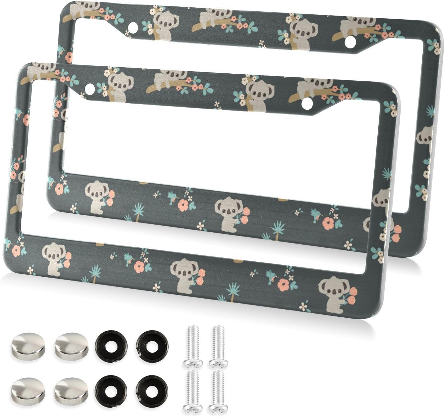 SKYSONIC 2pcs Cute Sloth License Plate Frame for Car Decorative