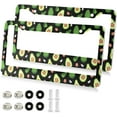 SKYSONIC 2pcs Kawaii Avocado Fruit License Plate Frame for Car Decorative Accessories Rustproof